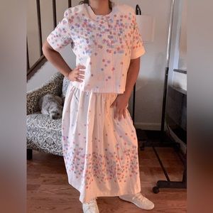 Vintage 80’s new wave skirt/blouse set